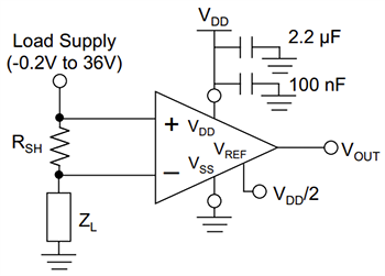 Application Circuit Diagram - Microchip Technology MCP6C26 Current Sense Amplifiers